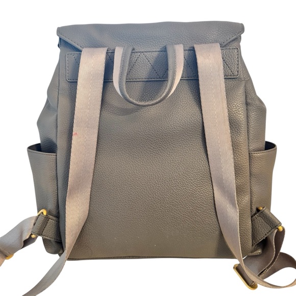 Freshly picked classic vegan leather stone gray mini backpack baby diaper bag - Picture 6 of 9